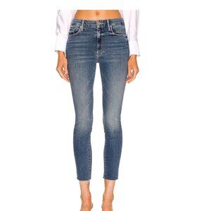 MOTHER high waisted the looker ankle fray Walking on Coals blue skinny jeans 23